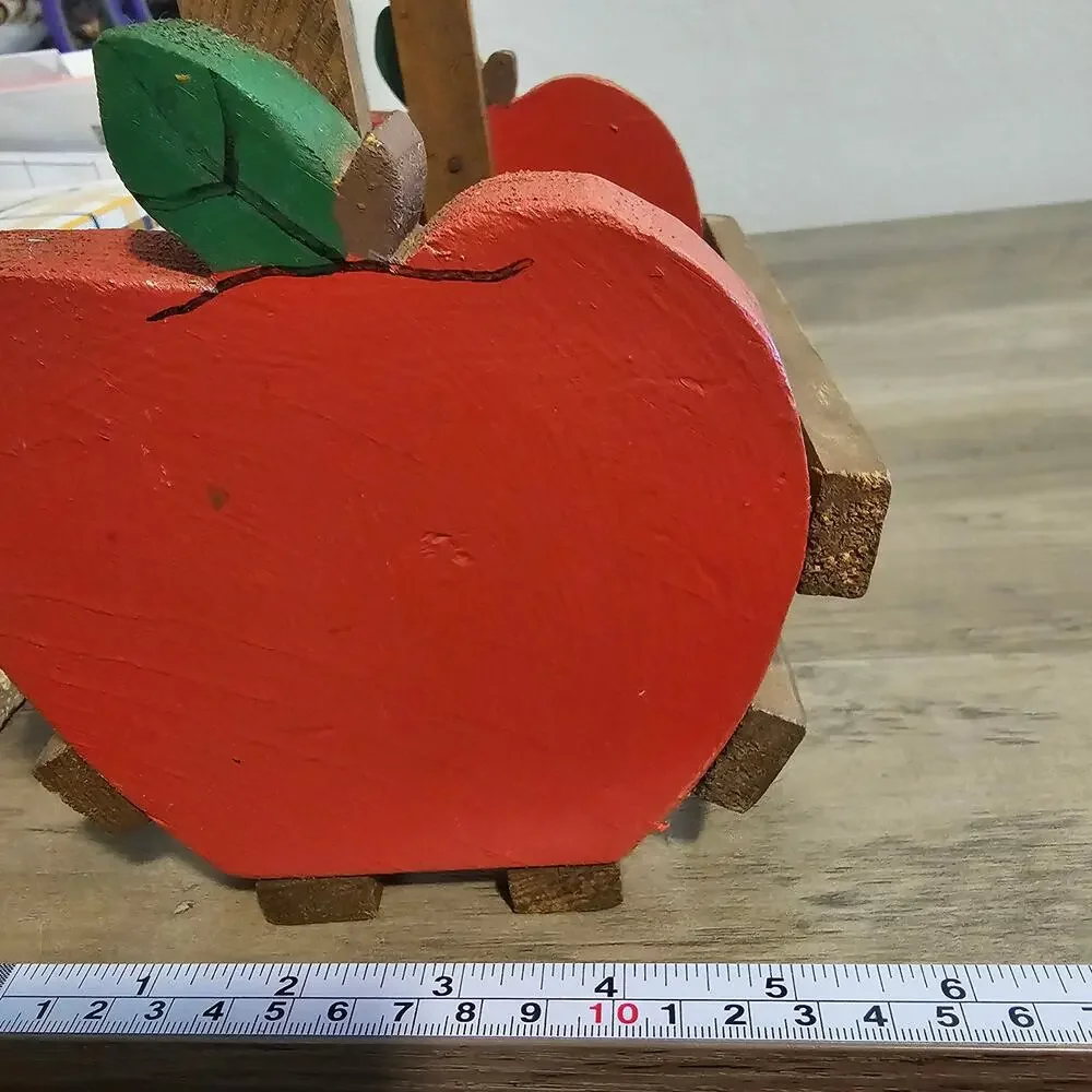 Vintage Rustic Wooden Apple Crate Basket Caddy Cottage Boho 90s Retro Trinket